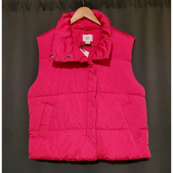 BDG x Urban Outfitters Hot Pink Quilted Puffer Overcoat Vest Size Medium NWT - Picture 4 of 8